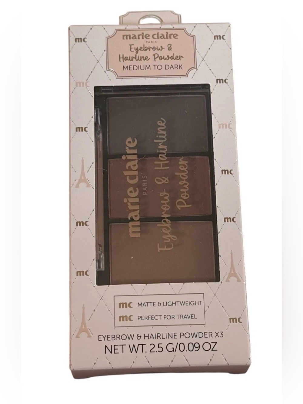 marie claire Paris Eyebrow & Hairline Powder Trio - Medium Dark Brown Shades